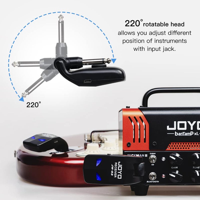 JOYO JOYO 2.4GHz Wireless Guitar System 4 Channels Rechargeable Audio Wireless Transmitter Receiver for Guitar Bass Electric Instruments (JW-03)  - Image 5