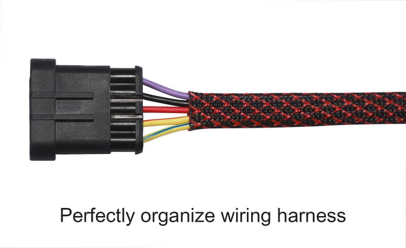 Alex Tech 25ft - 1/4 inch PET Expandable Braided Sleeving – BlackRed – Alex Tech Braided Cable Sleeve - Image 3