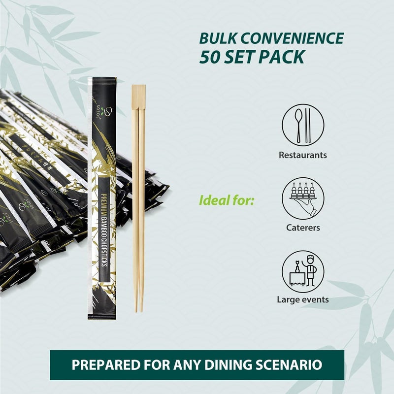 Soeos Chopsticks Disposable, Approx. 500 Sets, UV Treated Premium Disposable Chopsticks Individually Wrapped, Wooden Chopsticks Best for Japanese Sushi & Asian Dishes - Image 5