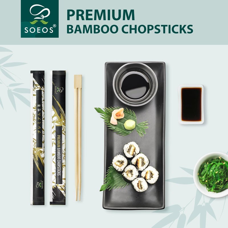 Soeos Chopsticks Disposable, Approx. 500 Sets, UV Treated Premium Disposable Chopsticks Individually Wrapped, Wooden Chopsticks Best for Japanese Sushi & Asian Dishes - Image 2