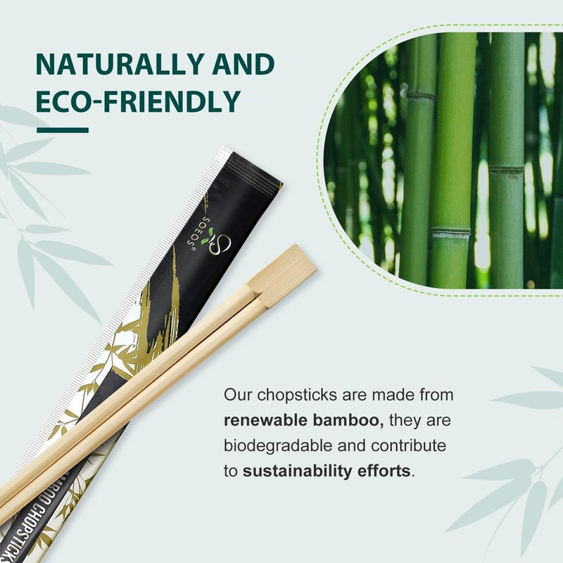 Soeos Chopsticks Disposable, Approx. 500 Sets, UV Treated Premium Disposable Chopsticks Individually Wrapped, Wooden Chopsticks Best for Japanese Sushi & Asian Dishes - Image 3