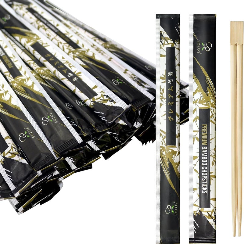 Soeos Chopsticks Disposable, Approx. 500 Sets, UV Treated Premium Disposable Chopsticks Individually Wrapped, Wooden Chopsticks Best for Japanese Sushi & Asian Dishes - Image 1