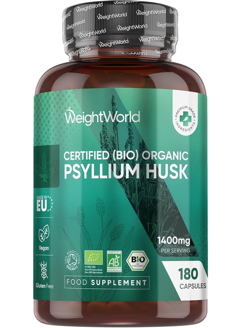 كبسولات قشر بذور القطونة العضوية 1400 مجم – 180 كبسولة، صنع في المملكة المتحدة – تدعم صحة الجهاز الهضمي والانتظام الطبيعي - Image 1