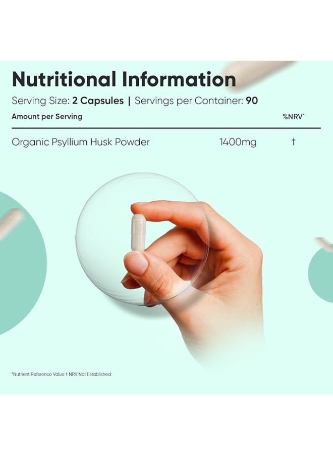 كبسولات قشر بذور القطونة العضوية 1400 مجم – 180 كبسولة، صنع في المملكة المتحدة – تدعم صحة الجهاز الهضمي والانتظام الطبيعي - Image 5