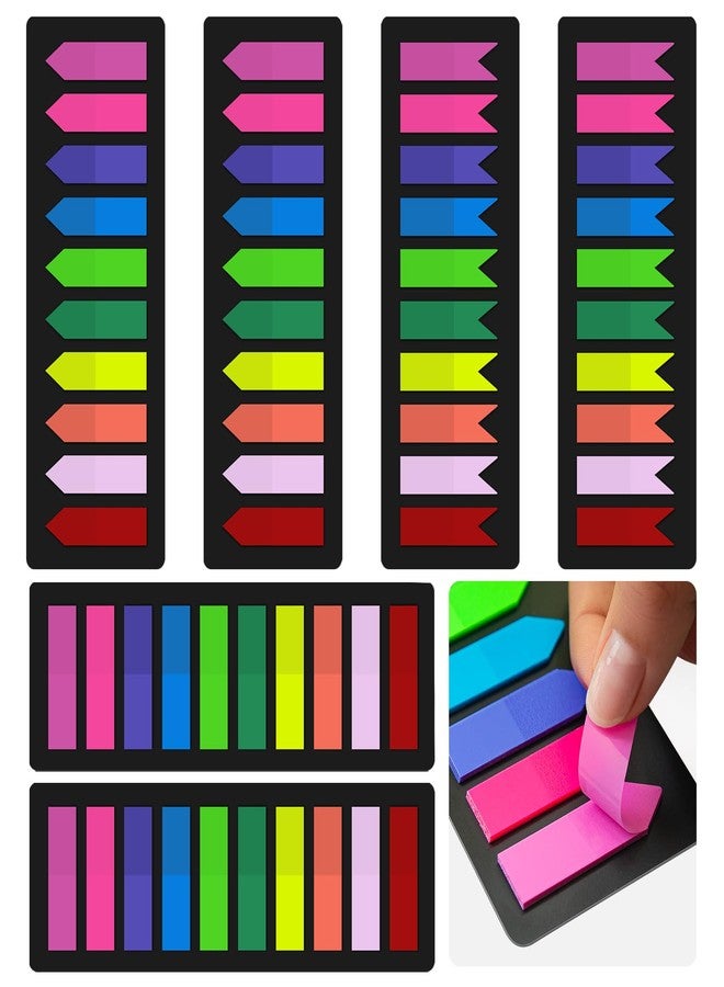 KICNIC 1500 Pieces Page Markers Sticky Index Tabs, Arrow Flag Tabs Self Adhesive, Colored Notes Tab Stickers for Notebook, Documents, Books [10 Colors, 3 Designs] Sticks Securely, Removes Cleanly - Image 1