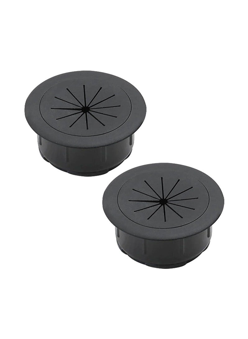 [2 Pack] Desk Grommet 2 Inch Flexible Desk Hole Cover for Cables Desktop Equipment Wiring Management Desk Cord Hole Cover for Home & Office Table Cables - Black - Image 1