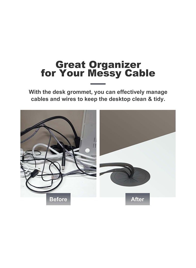 [2 Pack] Desk Grommet 2 Inch Flexible Desk Hole Cover for Cables Desktop Equipment Wiring Management Desk Cord Hole Cover for Home & Office Table Cables - Black - Image 3