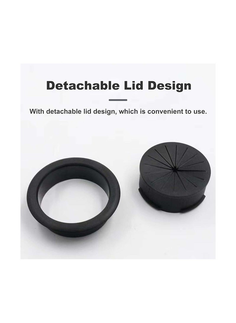 [2 Pack] Desk Grommet 2 Inch Flexible Desk Hole Cover for Cables Desktop Equipment Wiring Management Desk Cord Hole Cover for Home & Office Table Cables - Black - Image 5