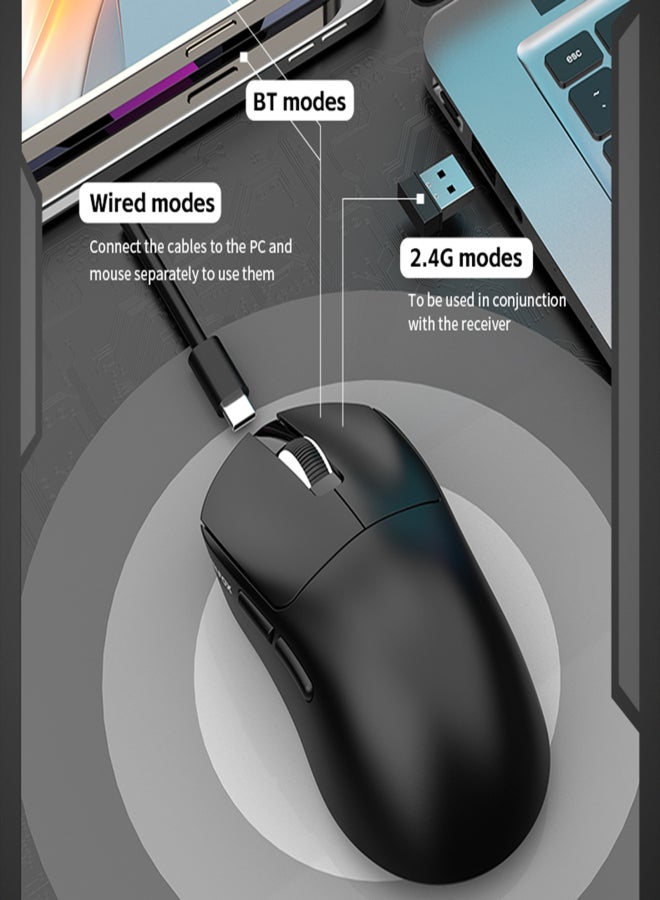 XUNFOX Wireless Mice PAW3311 Lightweight Gaming Mice with 3-Modes Connection Rechargeable Ergonomic Mice for PC Laptop with Anti-Slip Sticker - Image 4
