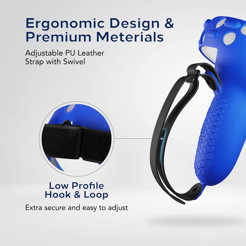 TNP Products TNP Controller Grips for Oculus Quest 2 / Meta Quest 2 Knuckle Strap Blue VR Touch Controller Hand Grip Cover Protector Sleeve with Anti-Throw Adjustable Straps - Image 5