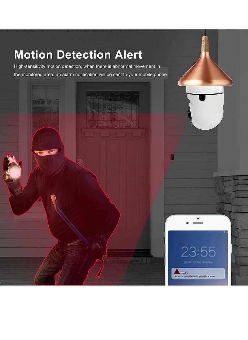 ELTRAZONE E27 Bulb 1080P 2.4GHz WiFi 360 Degree Panoramic Night Vision 2-Way Audio, Smart Motion Detection and Alarm Surveillance Cameras