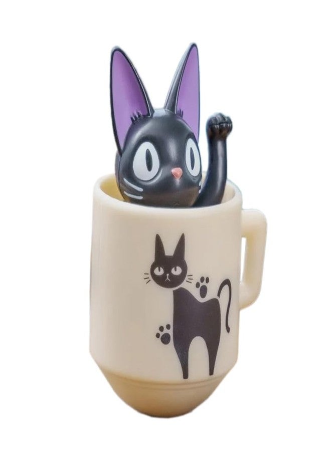 ensky - Kiki's Delivery Service - YR-MC05 Roly Poly Tilting Figure Jiji in Teacup, Studio Ghibli Official Merchandise - Image 1