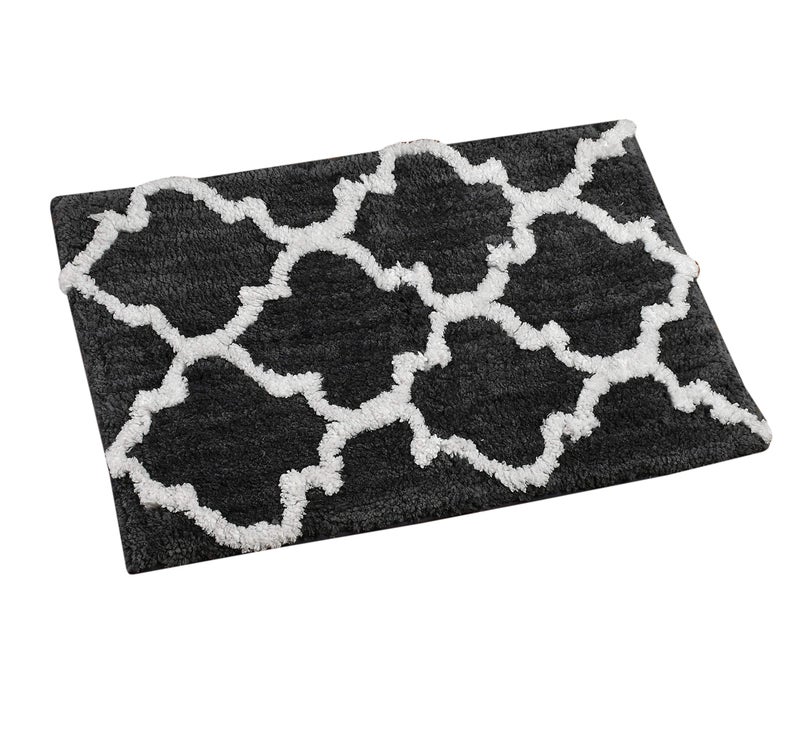 AEROHAVEN™ Glorious Super Soft Microfiber Abstract Moroccan Designer Anti Slip Bathmat (Grey, 50 cm x 80 cm) - Image 2