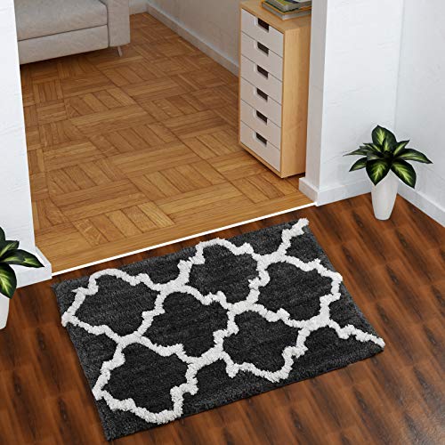 AEROHAVEN™ Glorious Super Soft Microfiber Abstract Moroccan Designer Anti Slip Bathmat (Grey, 50 cm x 80 cm) - Image 1