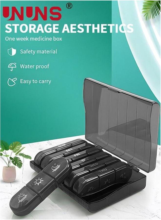 UNUNS Weekly Pill Organizer 3 Times a Day, Portable Travel Box 7 Day with Large Separate Containers, Light-Proof Case for Vitamin, Fish Oil, Supplement - Image 2