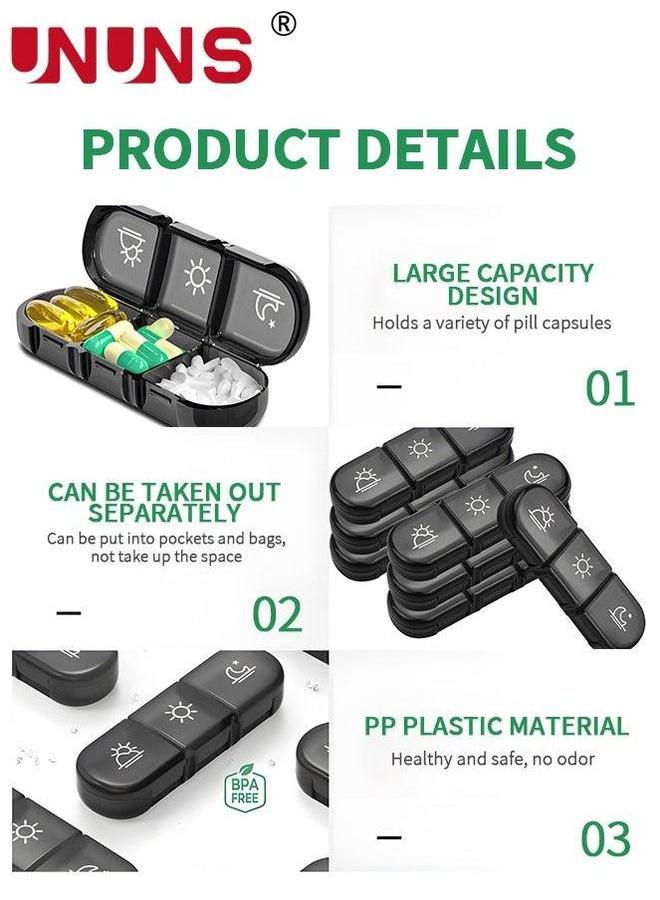 UNUNS Weekly Pill Organizer 3 Times a Day, Portable Travel Box 7 Day with Large Separate Containers, Light-Proof Case for Vitamin, Fish Oil, Supplement - Image 5