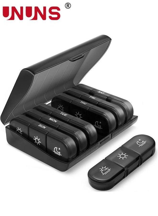 UNUNS Weekly Pill Organizer 3 Times a Day, Portable Travel Box 7 Day with Large Separate Containers, Light-Proof Case for Vitamin, Fish Oil, Supplement - Image 1