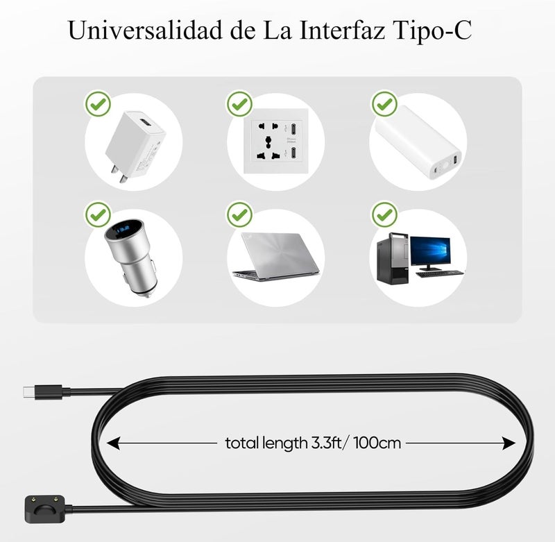 USB-C Charger Cable Compatible with Samsung Galaxy Fit 3 SM-R390 Magnetic Charging Adapter Replacement Cable Durable Smartwatch Accessory - Image 1