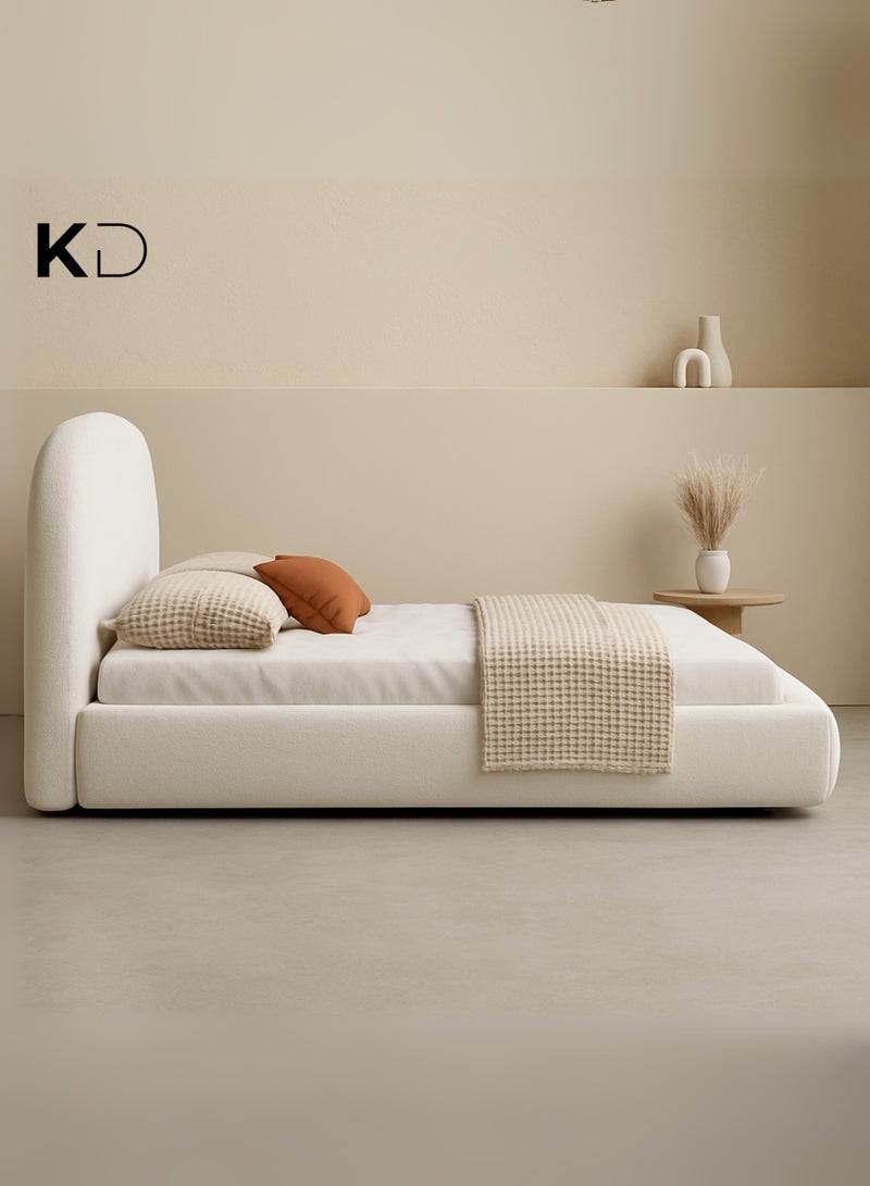 كستم ديكو سرير منصة حديث من Kustomdeco مبطن ومموج مع لوح رأس مموج - إطار سرير قماشي بسيط ومنخفض الارتفاع، تصميم قابل للتخصيص، مقاس مزدوج 120 × 200 سم، أثاث الإمارات العربية المتحدة - Image 4