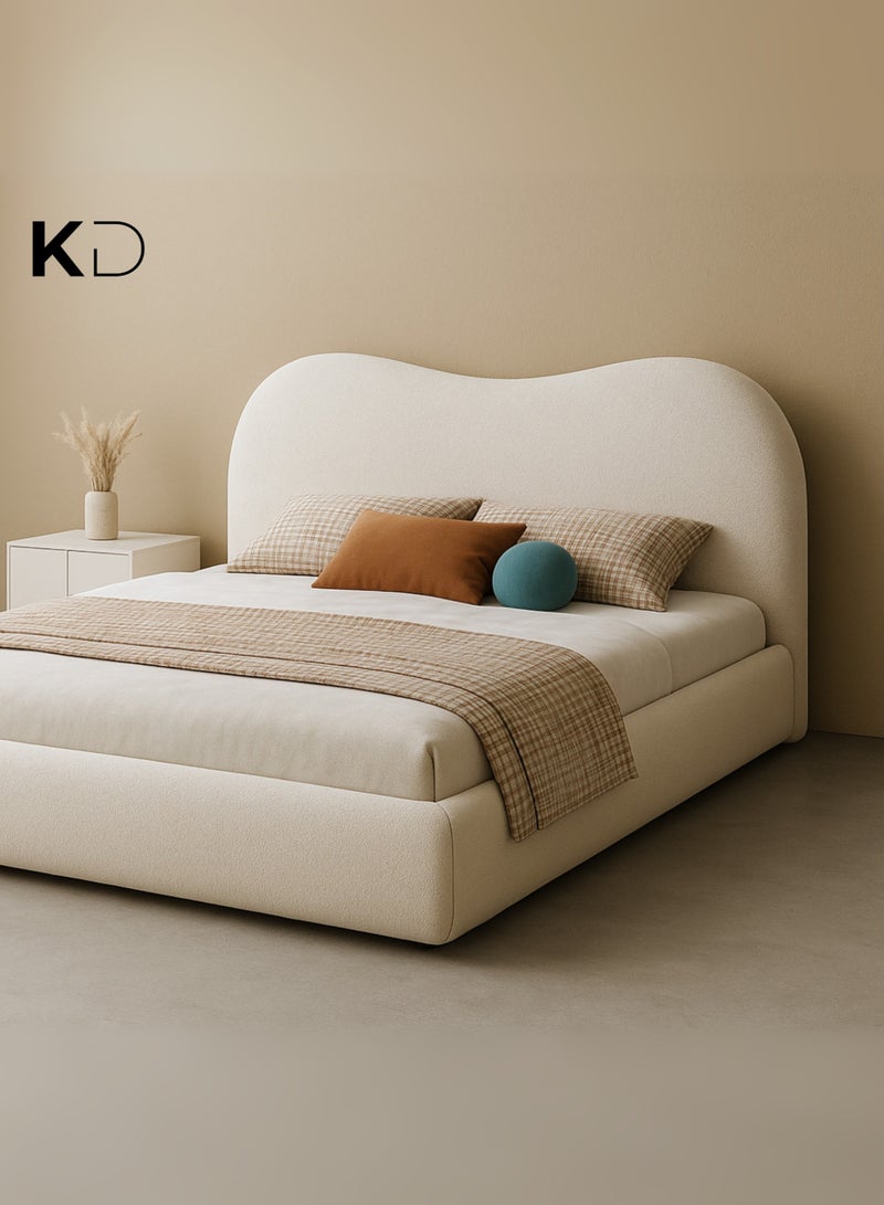 كستم ديكو سرير منصة حديث من Kustomdeco مبطن ومموج مع لوح رأس مموج - إطار سرير قماشي بسيط ومنخفض الارتفاع، تصميم قابل للتخصيص، مقاس مزدوج 120 × 200 سم، أثاث الإمارات العربية المتحدة - Image 5