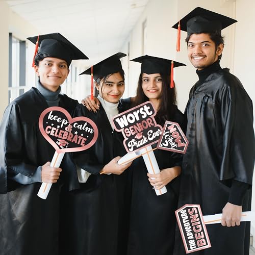WOBBOX Graduation Photo Booth Party Props Pink & Black, Graduation Party Decoration, Graduation Decoration Item, Design 4, Medium (WOBOX1852) - Image 5