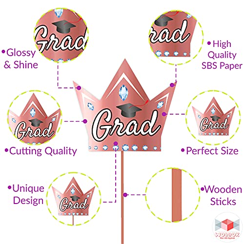 WOBBOX Graduation Photo Booth Party Props Pink & Black, Graduation Party Decoration, Graduation Decoration Item, Design 4, Medium (WOBOX1852) - Image 4