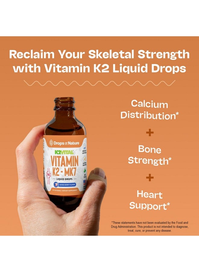 Drops of Nature مكمل فيتامين K2 MK7 السائل - K2MK7 نقي ميناكينون-7 (100 ميكروغرام) - نباتي، غير معدل وراثيًا وسريع الامتصاص - مكمل فيتامين K2 يومي لدعم قوة العظام وصحة القلب والأوعية الدموية (توت مختلط، 60 مل) - Image 2
