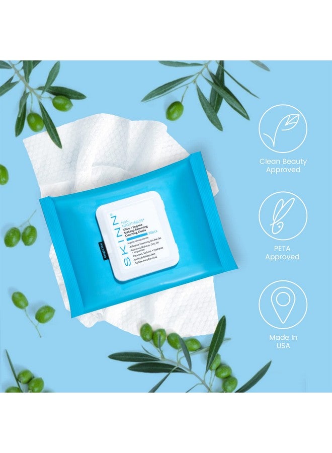 Skinn Facial Cleansing Makeup Remover Wipes Hydrating Makeup Removing Cloths For Waterproof Mascara Makeup Oil & Dirt Disposable Face Towelettes That Gently Exfoliates Cleanses & Softens Skin - Image 5