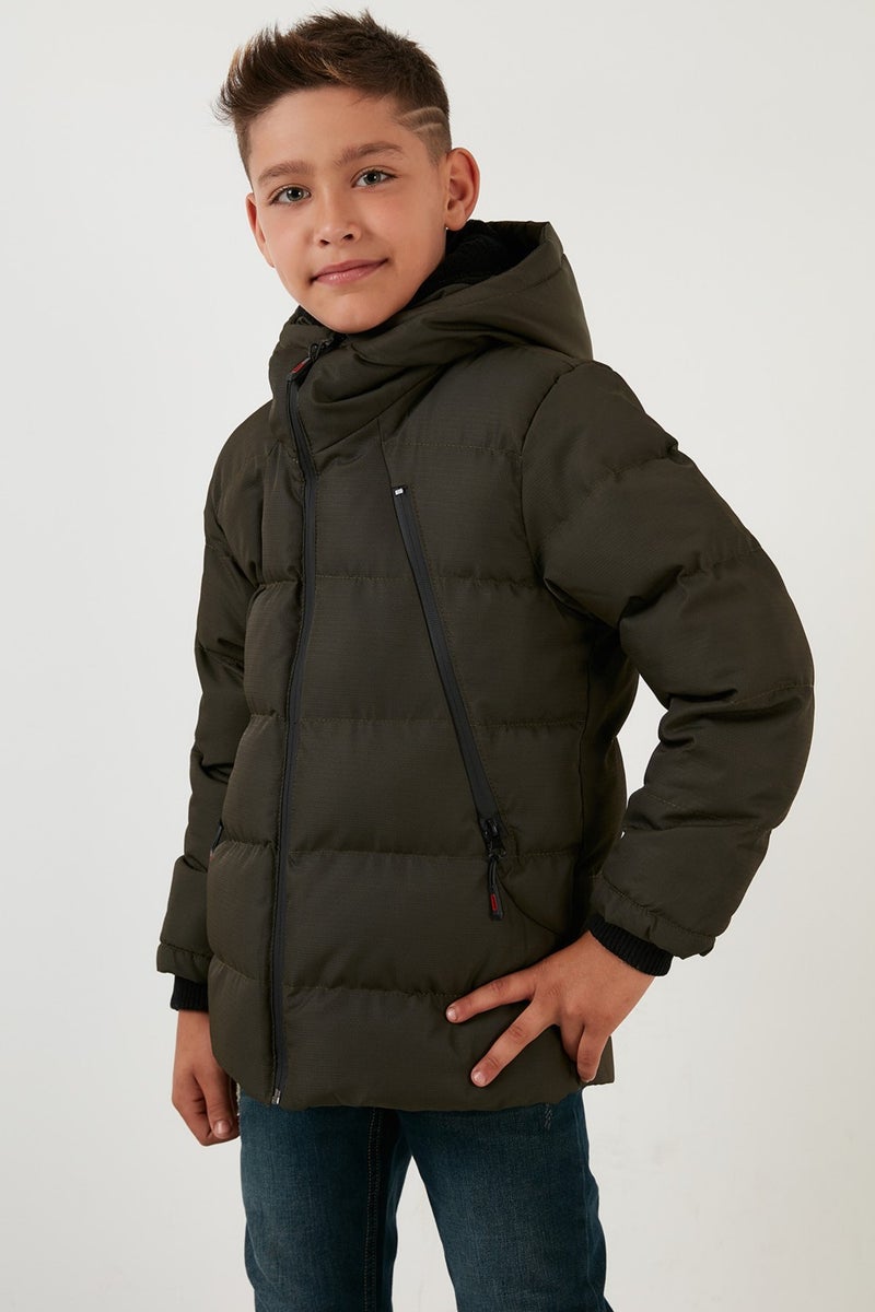Lela Plush Lined Hooded Puffer Coat with Zipper Pockets Boys' Coat 5760040  - Image 4