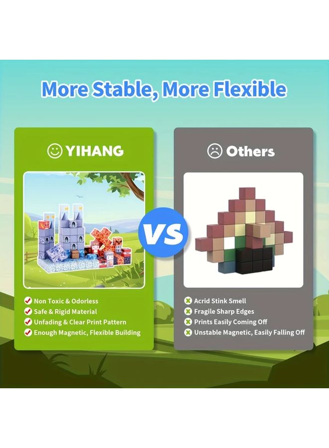 128 Pcs Magnetic Building Blocks Guardian Castle STEM Sensory Toys Kids Birthday Christmas Gift - Image 5