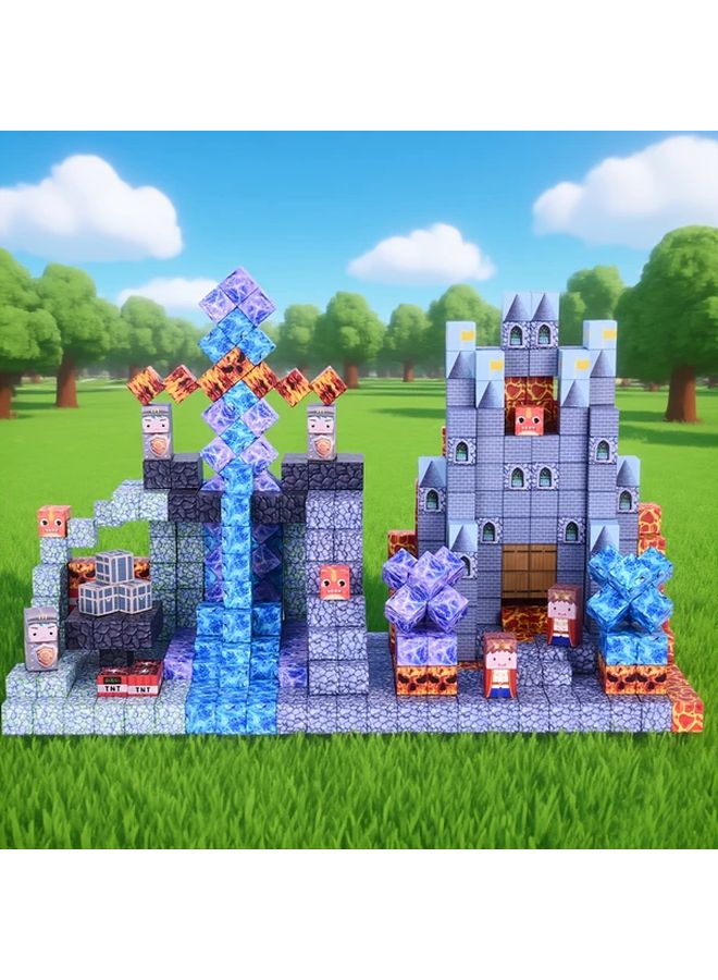 128 Pcs Magnetic Building Blocks Guardian Castle STEM Sensory Toys Kids Birthday Christmas Gift - Image 2