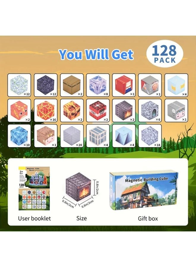 128 Pcs Magnetic Building Blocks Guardian Castle STEM Sensory Toys Kids Birthday Christmas Gift - Image 3