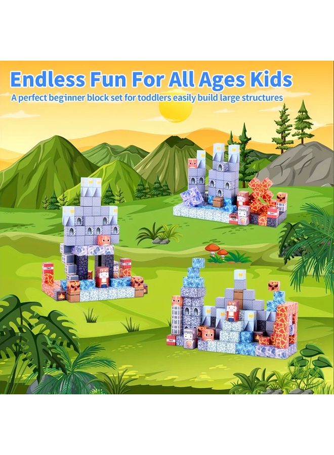 128 Pcs Magnetic Building Blocks Guardian Castle STEM Sensory Toys Kids Birthday Christmas Gift - Image 4