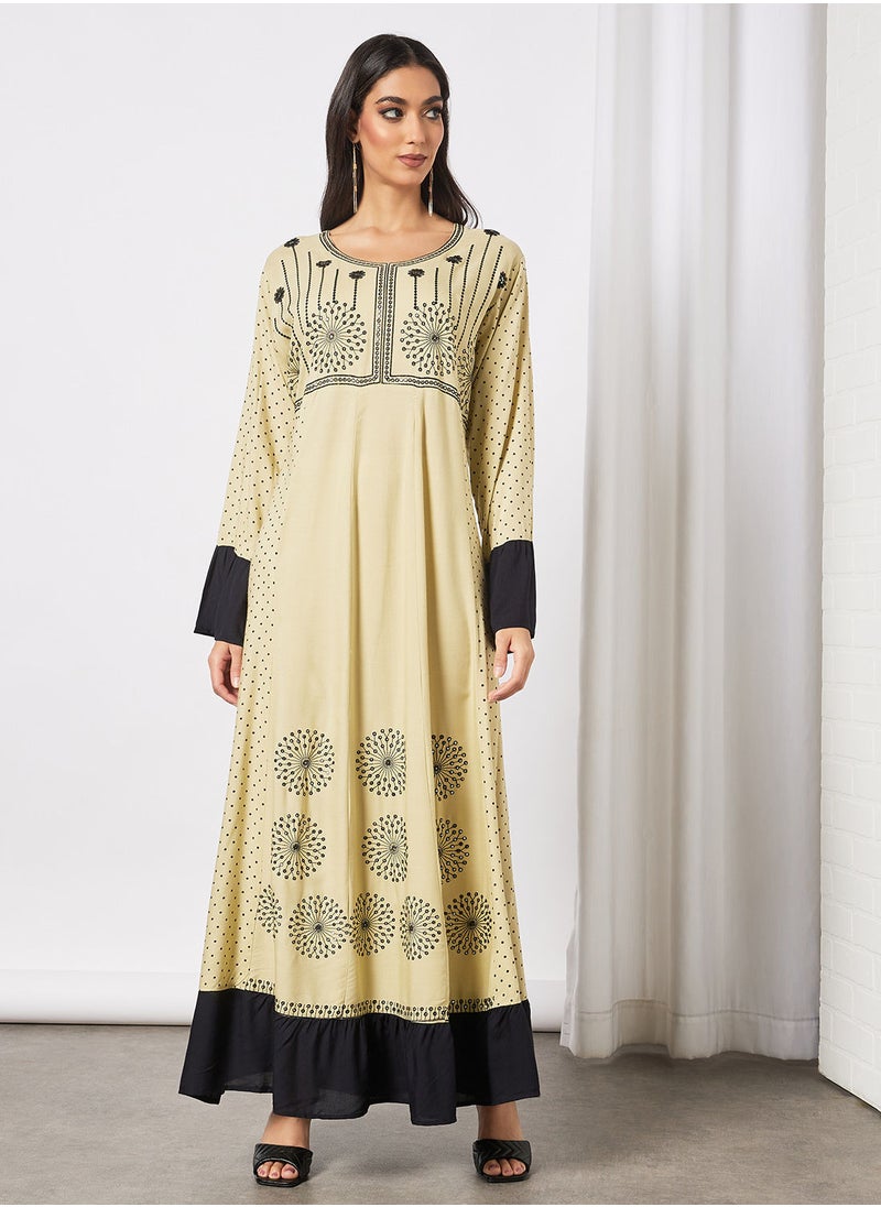 HANA & SARA - Embroidered Jalabiya Dress  With Sheila - Image 1