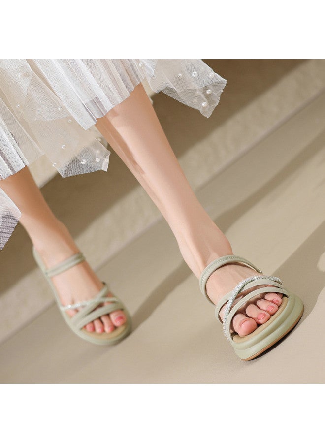 ZHR Sparkling Rhinestone】 One-strap Sandals, Minimalist Sandals, High-end Summer Women's Sandals, Outdoor Women's Sandals - Image 3