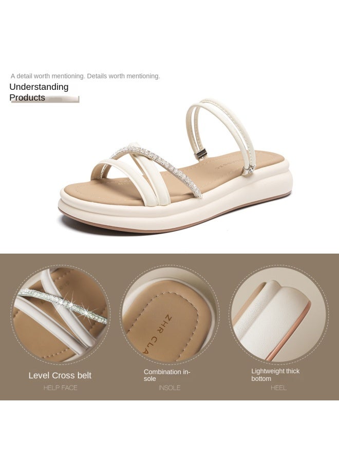 ZHR Sparkling Rhinestone】 One-strap Sandals, Minimalist Sandals, High-end Summer Women's Sandals, Outdoor Women's Sandals - Image 5