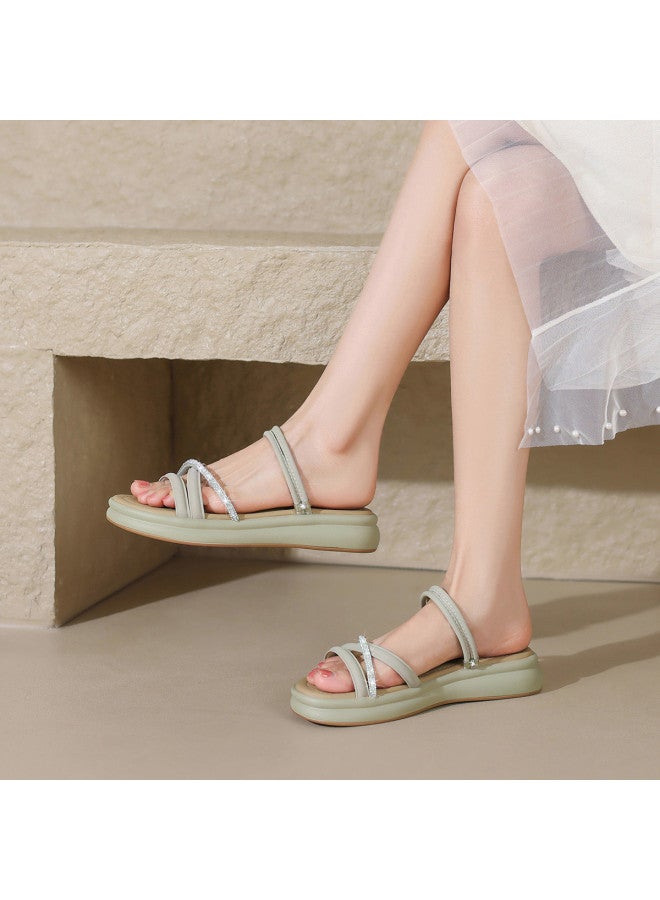 ZHR Sparkling Rhinestone】 One-strap Sandals, Minimalist Sandals, High-end Summer Women's Sandals, Outdoor Women's Sandals - Image 4