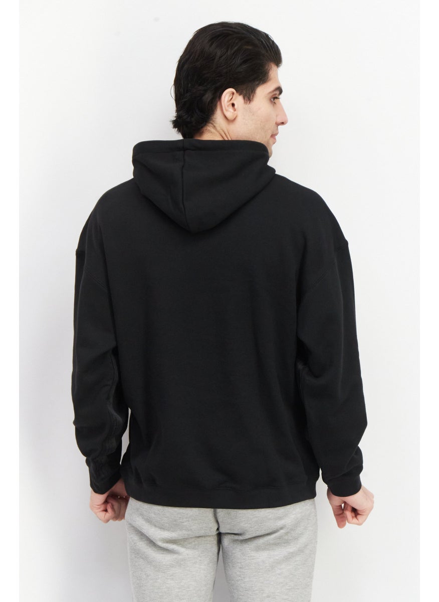 adidas Originals Men Sportswear Fit Hooded Long Sleeve Sweatshirt, Black  - Image 3