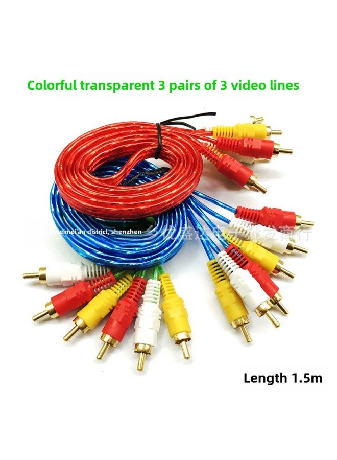 Transparent 1.5 M 3 To 3 Lotus Line Audio And Video AV Line 3 To 3RCA Set Top Box Dvd Cable TV AV Line-Color:Transparent 3 To 3 (mixed Color) Without Packaging-Line Length:1.5 Meters From 1000  - Image 1