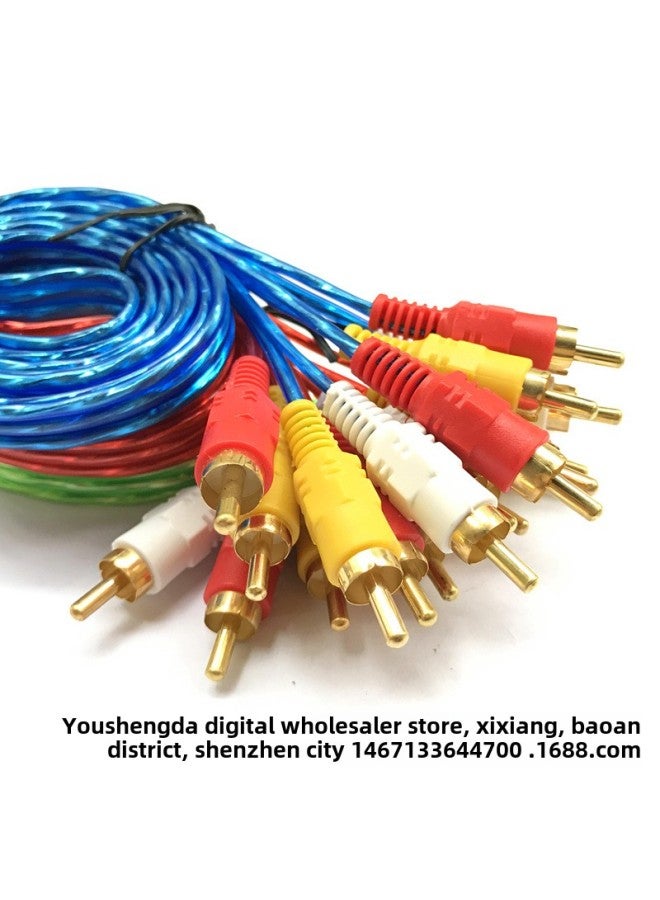 Transparent 1.5 M 3 To 3 Lotus Line Audio And Video AV Line 3 To 3RCA Set Top Box Dvd Cable TV AV Line-Color:Transparent 3 To 3 (mixed Color) Without Packaging-Line Length:1.5 Meters From 1000  - Image 2