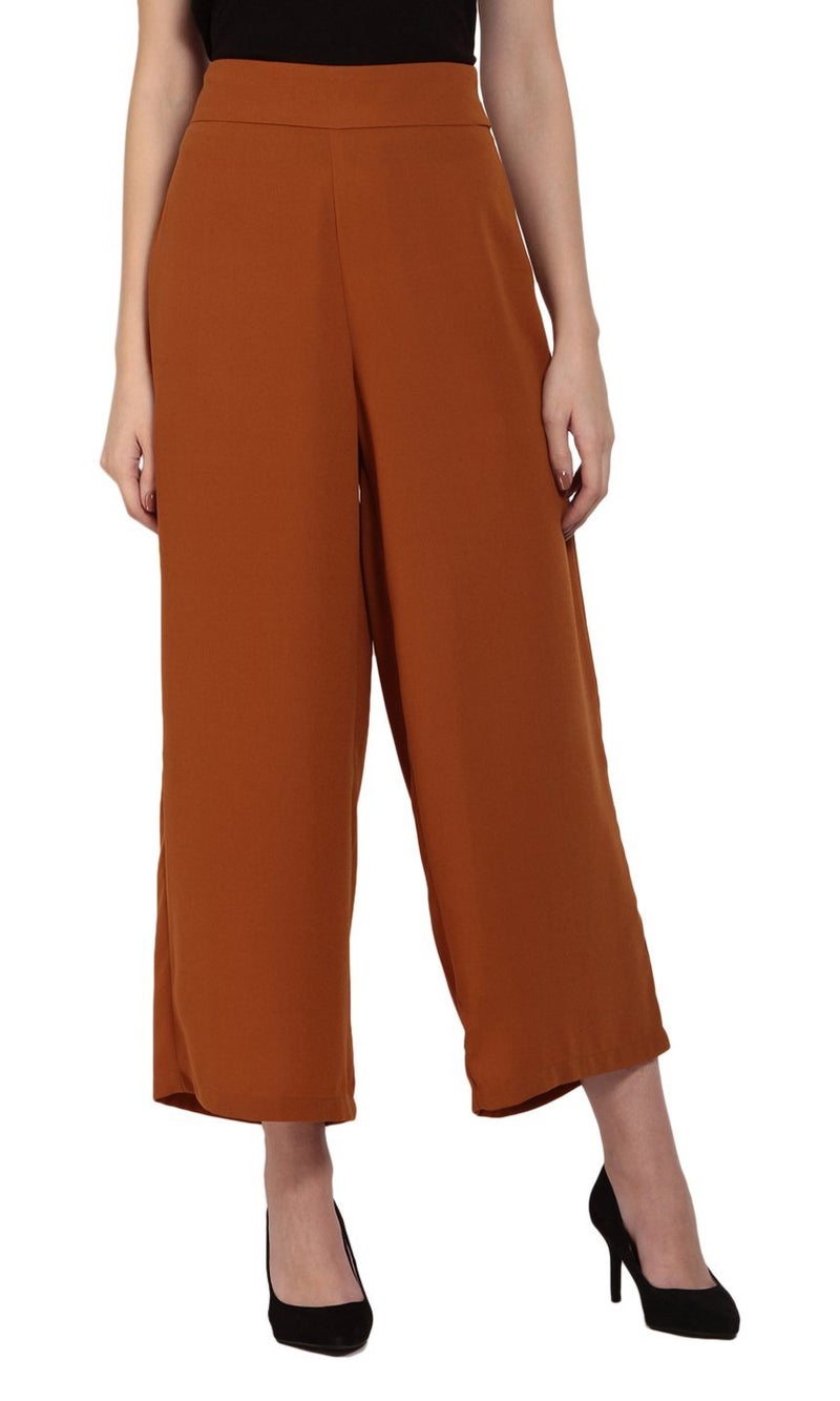 RARE Women's Regular Fit Trousers (EP2955A-L, Rust, Large) - Image 1