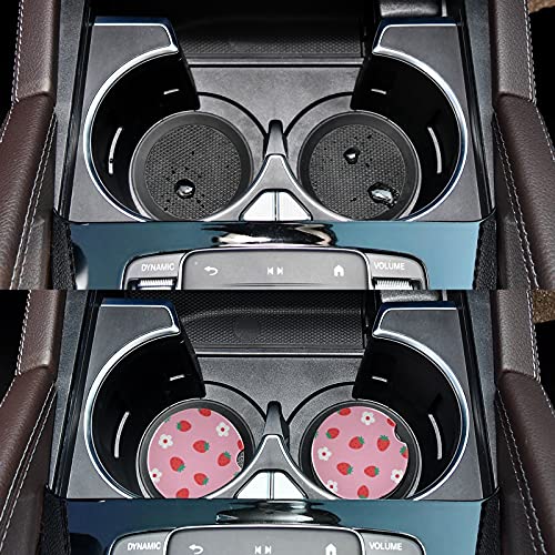 susiyo Car Coasters 2 Pack, 2.5inch Absorbent Ceramic Coaster for Cup Holder (Strawberry) - Image 4