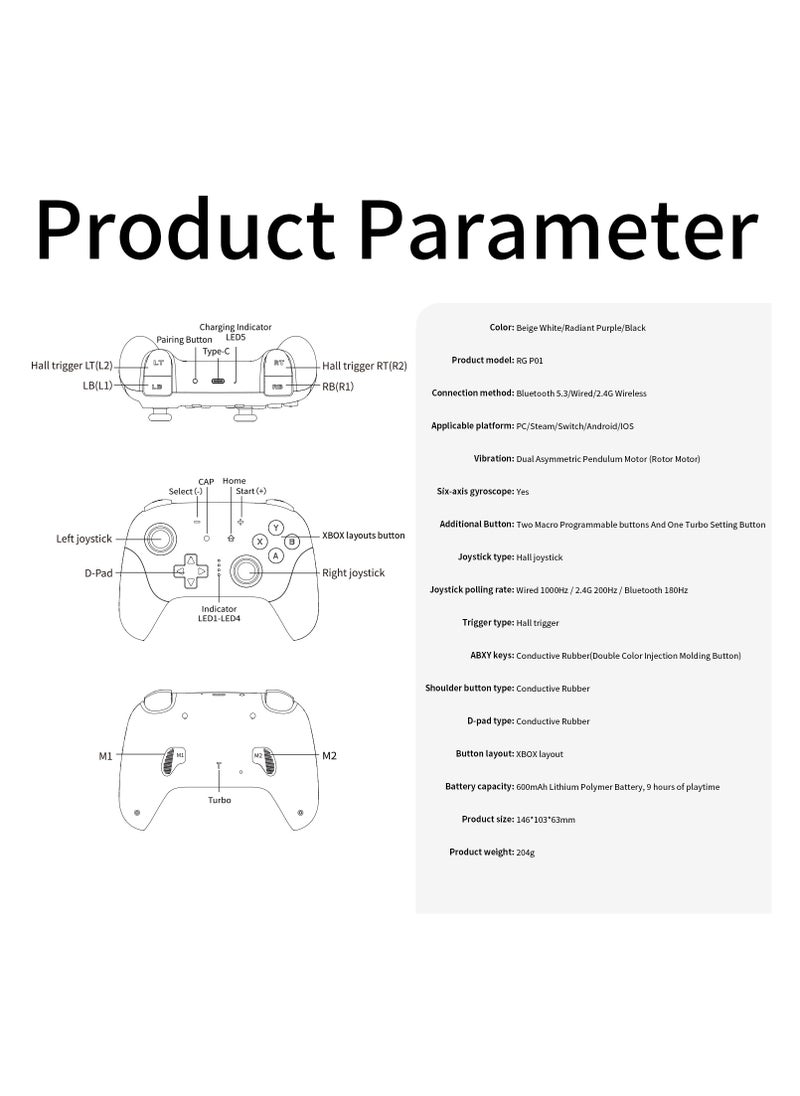 ANBERNIC  - RG P01 High Cost Performance PC Controller PC Steam Switch Android IOS Conductive Rubber Bluetooth Wireless XBOX Layout 600mAh Dual Asymmetric Pendulum Motor - Image 1