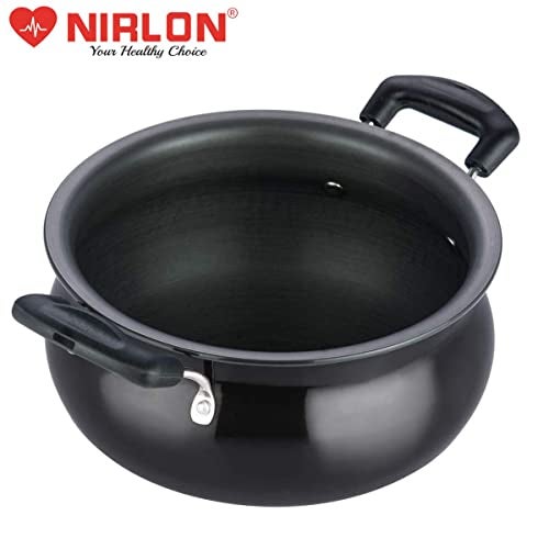 NIRLON Hard Anodised Biryani Handi with Backlight Handle, Black (1.4 Litre) - Image 2