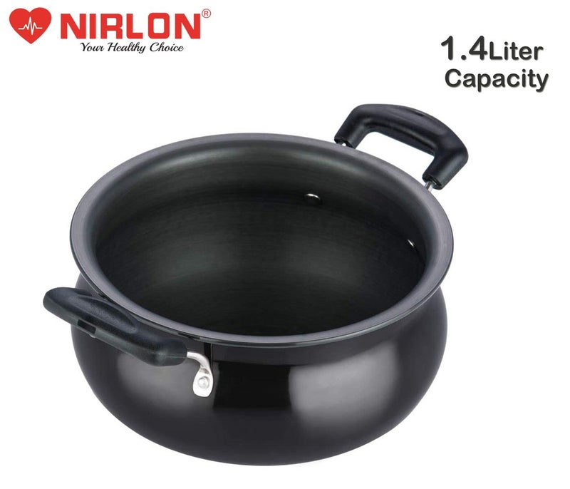 NIRLON Hard Anodised Biryani Handi with Backlight Handle, Black (1.4 Litre) - Image 5