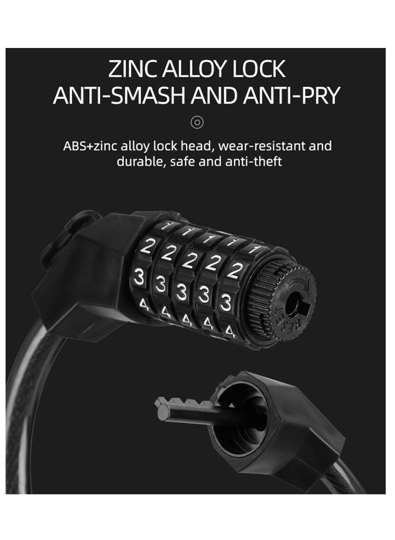 ECVV ECVVÂ® Bike Lock Cable - 1.2M 5-Digit Resettable Combination Bicycle Lock, Anti-Theft Cycling Password Lock for Bikes and Scooters - Image 1