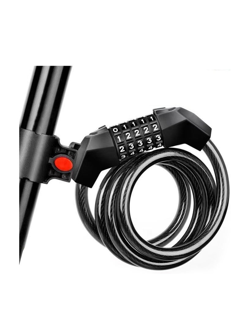 ECVV ECVVÂ® Bike Lock Cable - 1.2M 5-Digit Resettable Combination Bicycle Lock, Anti-Theft Cycling Password Lock for Bikes and Scooters - Image 2