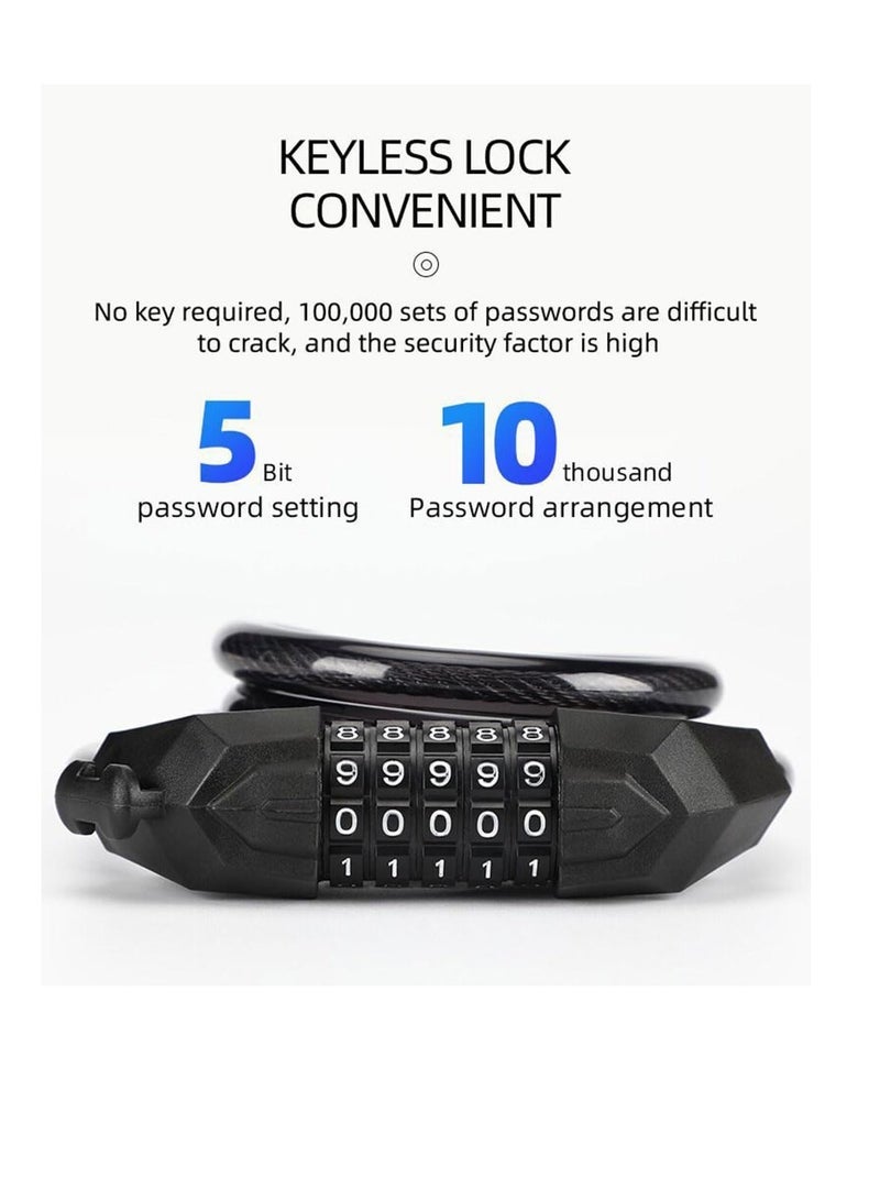 ECVV ECVVÂ® Bike Lock Cable - 1.2M 5-Digit Resettable Combination Bicycle Lock, Anti-Theft Cycling Password Lock for Bikes and Scooters - Image 4