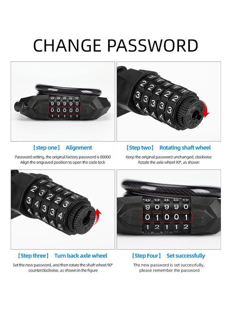 ECVV ECVVÂ® Bike Lock Cable - 1.2M 5-Digit Resettable Combination Bicycle Lock, Anti-Theft Cycling Password Lock for Bikes and Scooters - Image 5