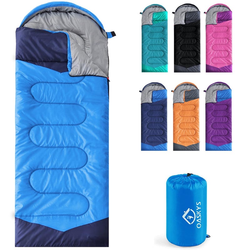 oaskys Camping Sleeping Bag - 3 Season Warm & Cool Weather - Summer Spring Fall Lightweight Waterproof for Adults Kids - Camping Essentials Gear Accessories Hiking Sleep Must Haves - Image 1
